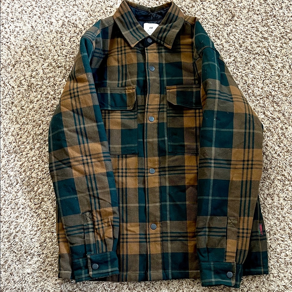 Men’s H&M Brown Plaid Button-Up Jacket size small